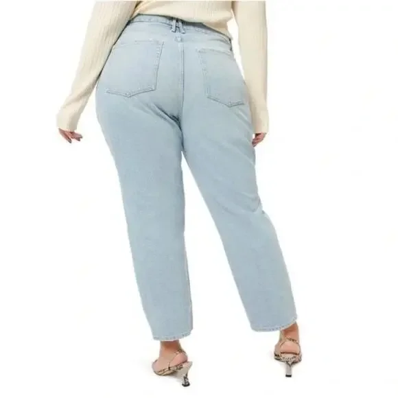 NWT Good American Good Boy Distressed Plus Curvy Straight Leg Jean 24 Blue #3039 - Picture 5 of 14